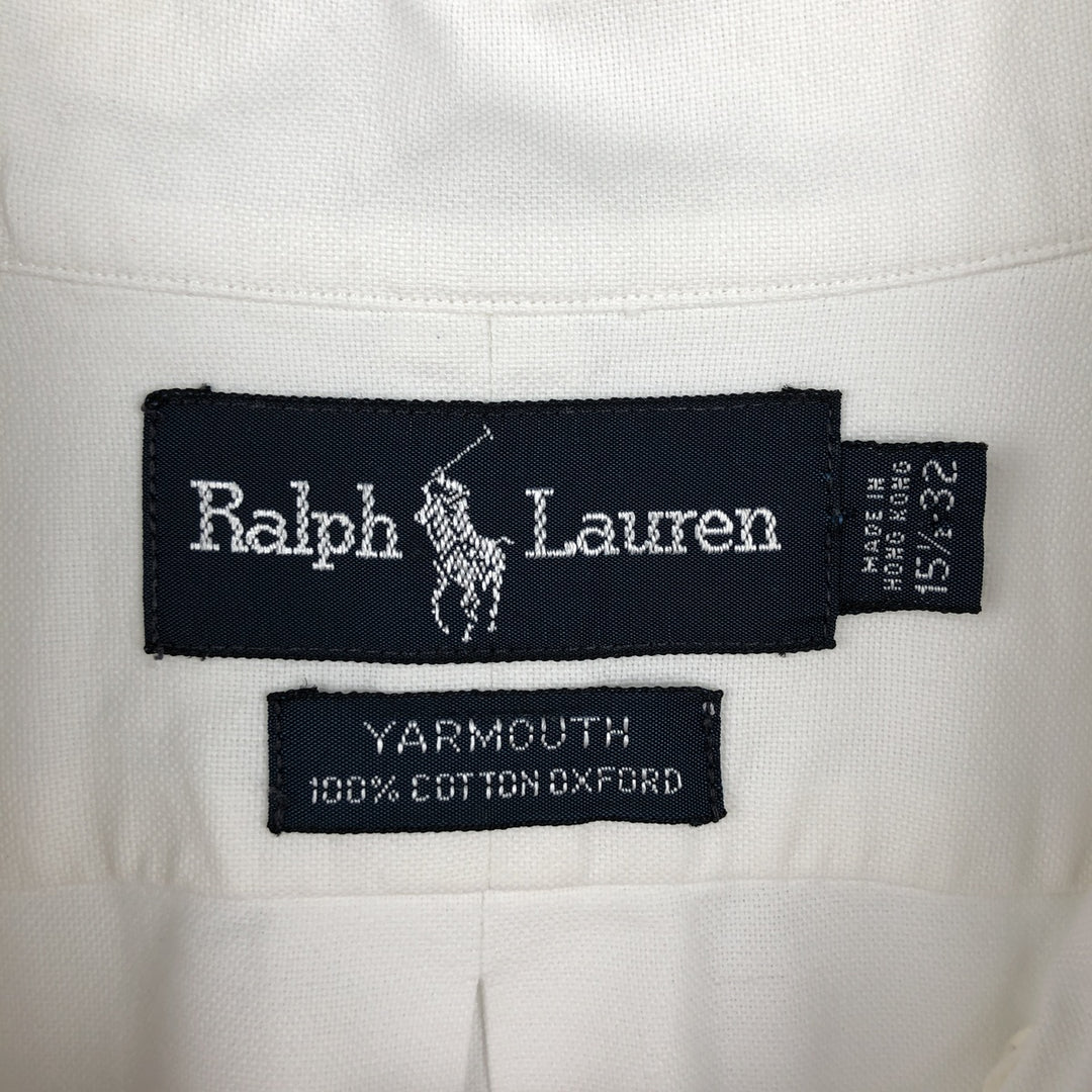 Ralph Lauren YARMOUTH long sleeve button down shirt, men's size L cotton white type Vintage Second Hand