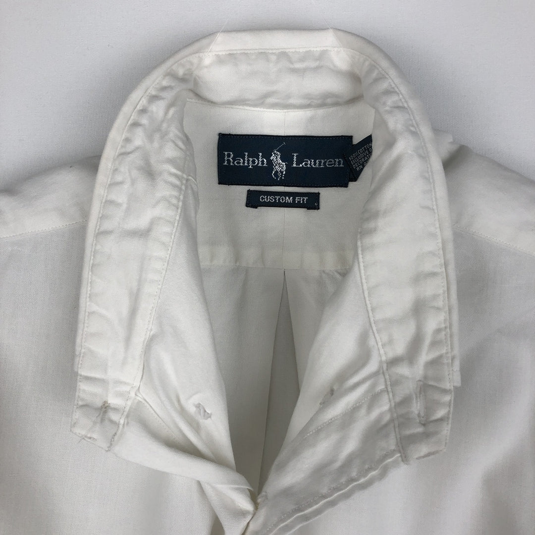 Ralph Lauren CUSTOM FIT long sleeve button down shirt, men's size M cotton white type Vintage Second Hand