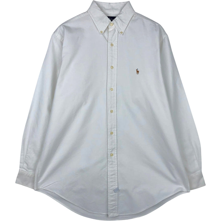 Ralph Lauren YARMOUTH long sleeve button down shirt, men's size L cotton white type Vintage Second Hand