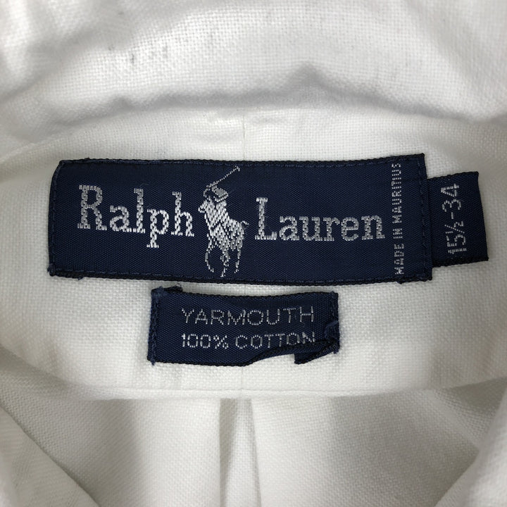 Ralph Lauren YARMOUTH long sleeve button down shirt, men's size L cotton white type Vintage Second Hand