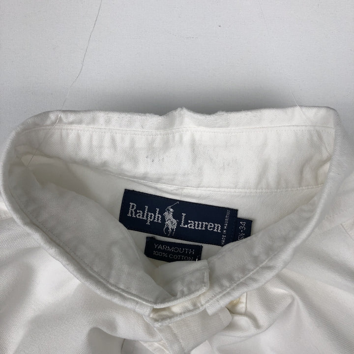 Ralph Lauren YARMOUTH long sleeve button down shirt, men's size L cotton white type Vintage Second Hand