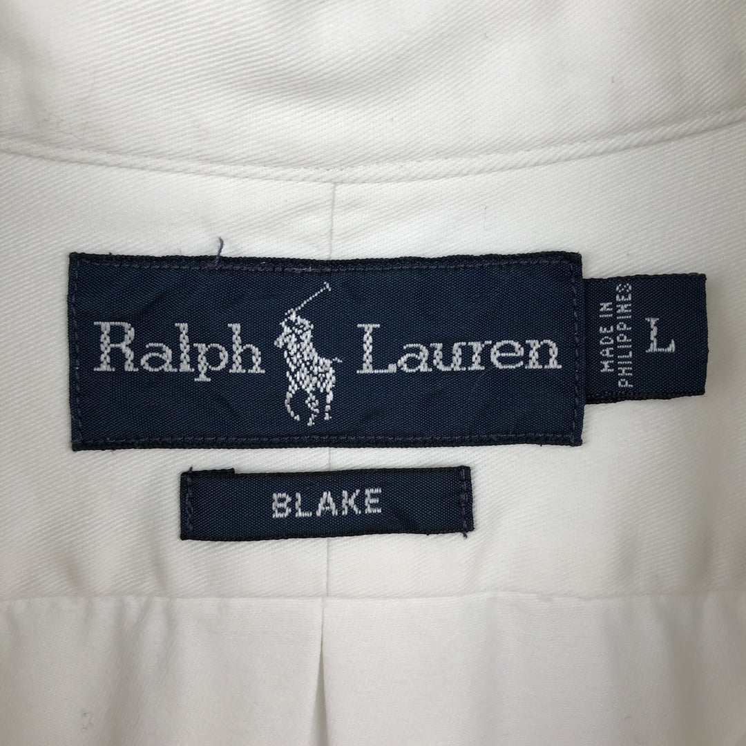 Ralph Lauren BLAKE long sleeve button down shirt, men's size L cotton white type Vintage Second Hand