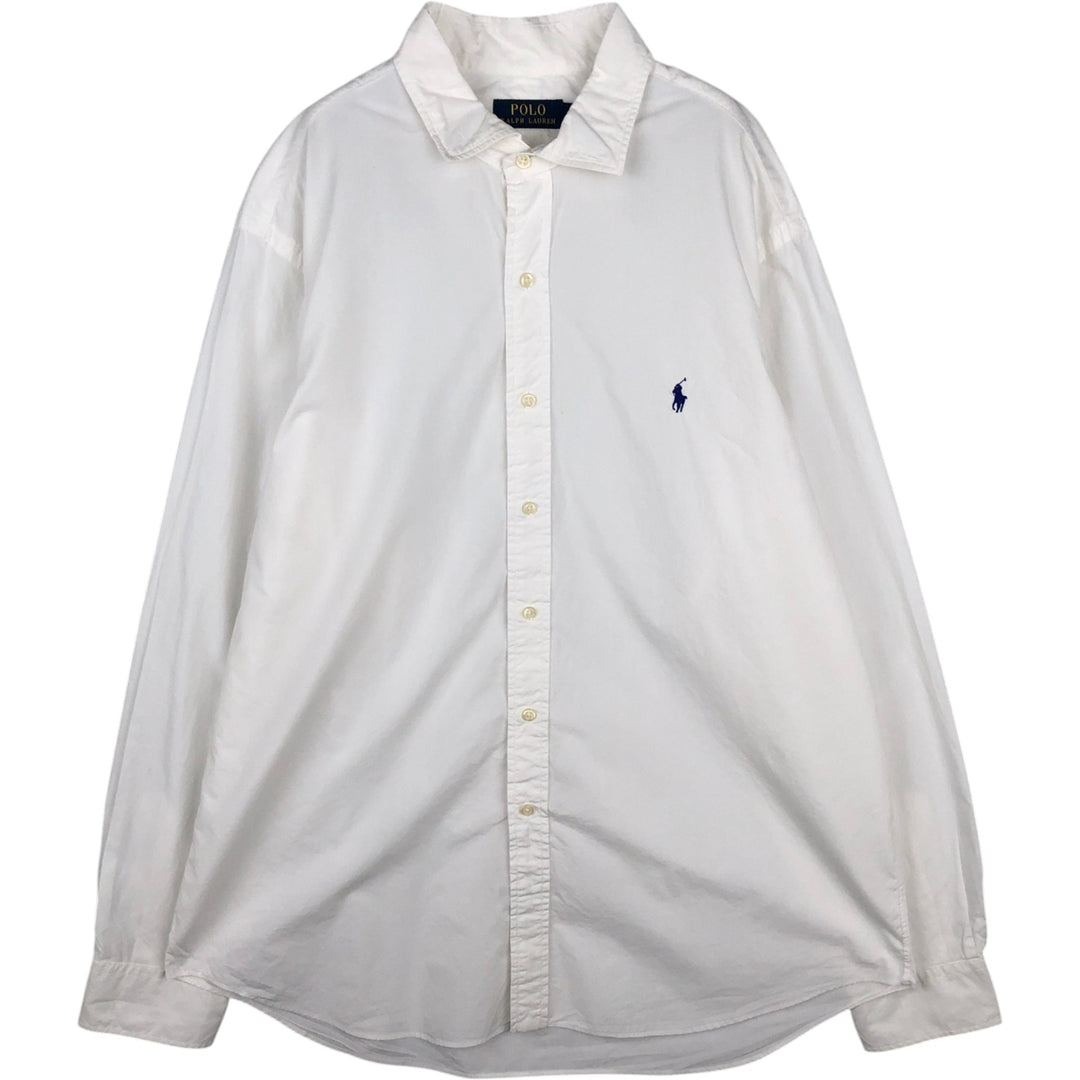 Ralph Lauren POLO RALPH LAUREN Long-Sleeve Cotton Shirt, Men's Size XL (approx.) cotton white type Vintage Second Hand