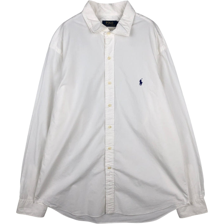 Ralph Lauren POLO RALPH LAUREN Long-Sleeve Cotton Shirt, Men's Size XL (approx.) cotton white type Vintage Second Hand