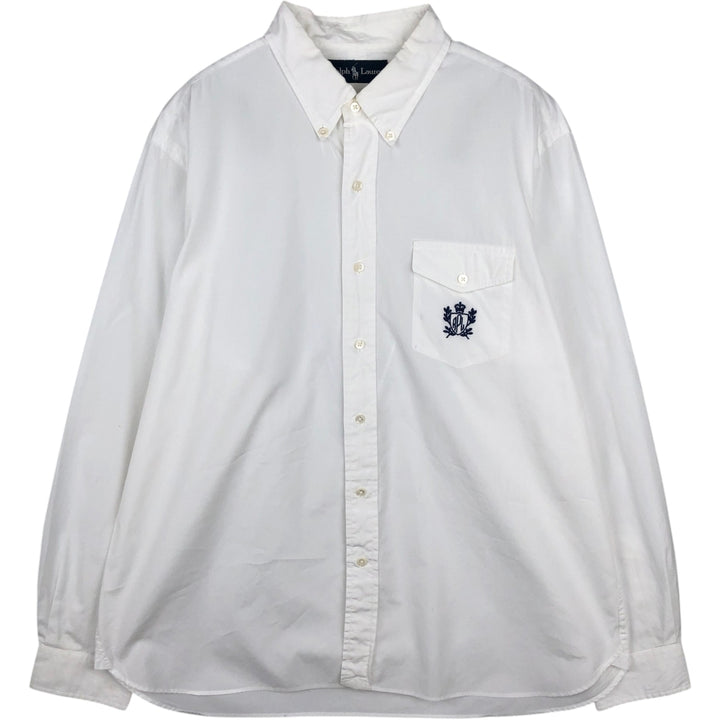 Ralph Lauren long sleeve button down shirt, men's XL size cotton white type Vintage Second Hand