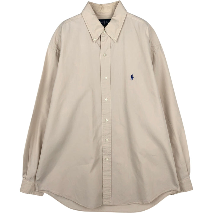 Ralph Lauren BLAKE long sleeve button down shirt, men's size L cotton Beige type Vintage Second Hand