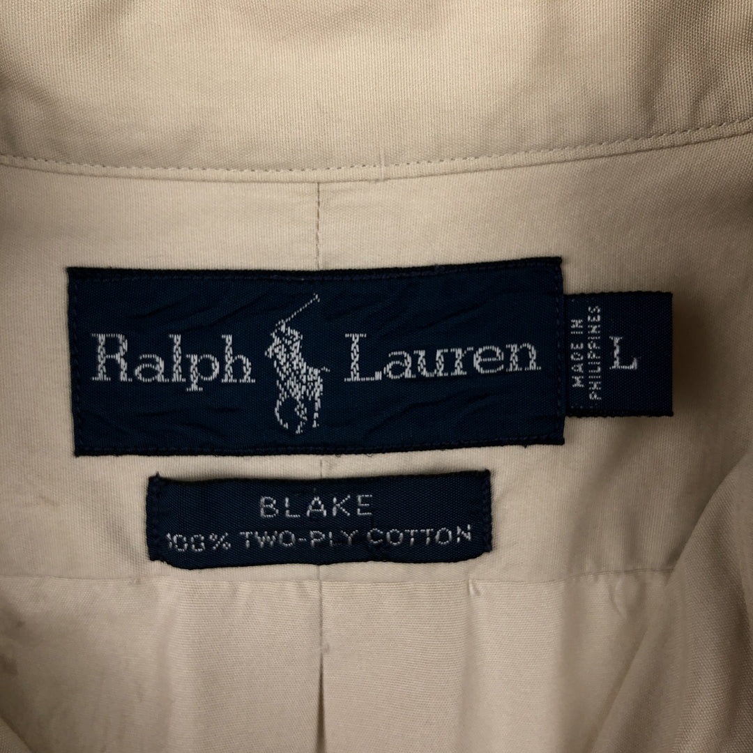 Ralph Lauren BLAKE long sleeve button down shirt, men's size L cotton Beige type Vintage Second Hand