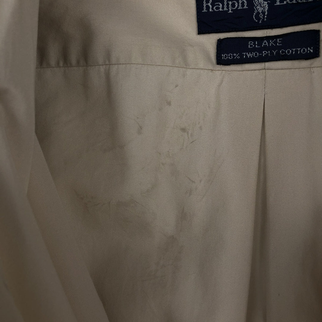 Ralph Lauren BLAKE long sleeve button down shirt, men's size L cotton Beige type Vintage Second Hand