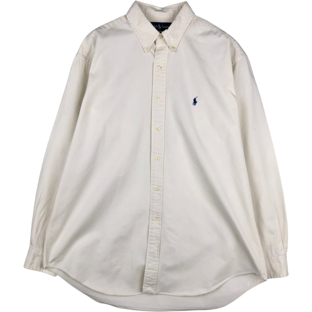 Ralph Lauren BLAKE long sleeve button down shirt, men's size L cotton unbleached Vintage Second Hand