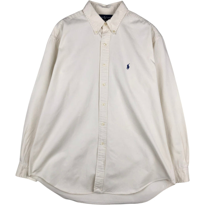 Ralph Lauren BLAKE long sleeve button down shirt, men's size L cotton unbleached Vintage Second Hand