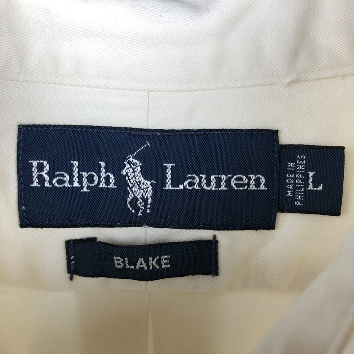Ralph Lauren BLAKE long sleeve button down shirt, men's size L cotton unbleached Vintage Second Hand