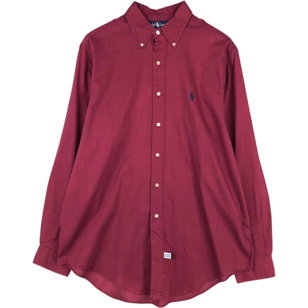 Ralph Lauren long sleeve button down shirt, men's size L cotton red type Vintage Second Hand