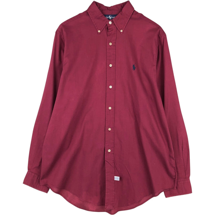 Ralph Lauren long sleeve button down shirt, men's size L cotton red type Vintage Second Hand