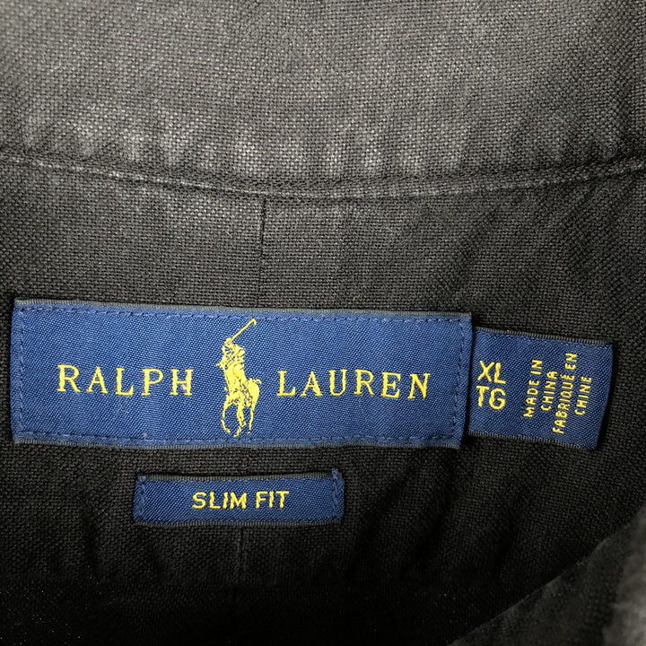 Ralph Lauren Slim Fit Long Sleeve Button-Down Shirt, Men's Size XL cotton black type Vintage Second Hand