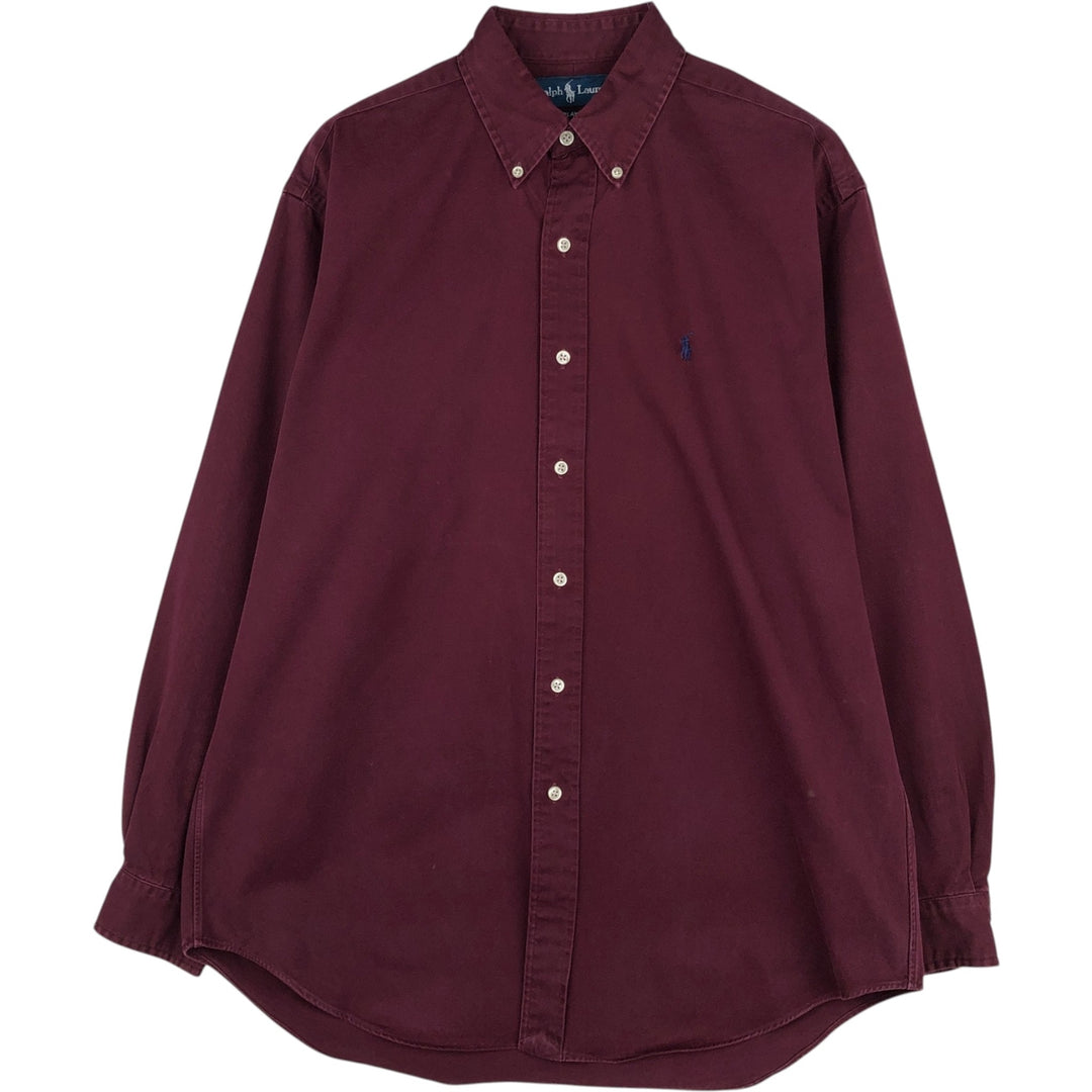 Ralph Lauren BLAKE long sleeve button down shirt, men's size M cotton red type reddish brown Vintage Second Hand
