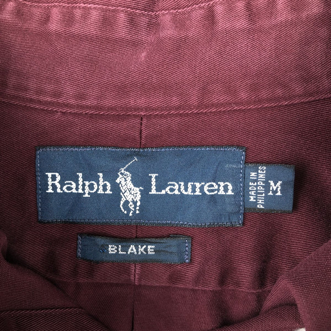 Ralph Lauren BLAKE long sleeve button down shirt, men's size M cotton red type reddish brown Vintage Second Hand