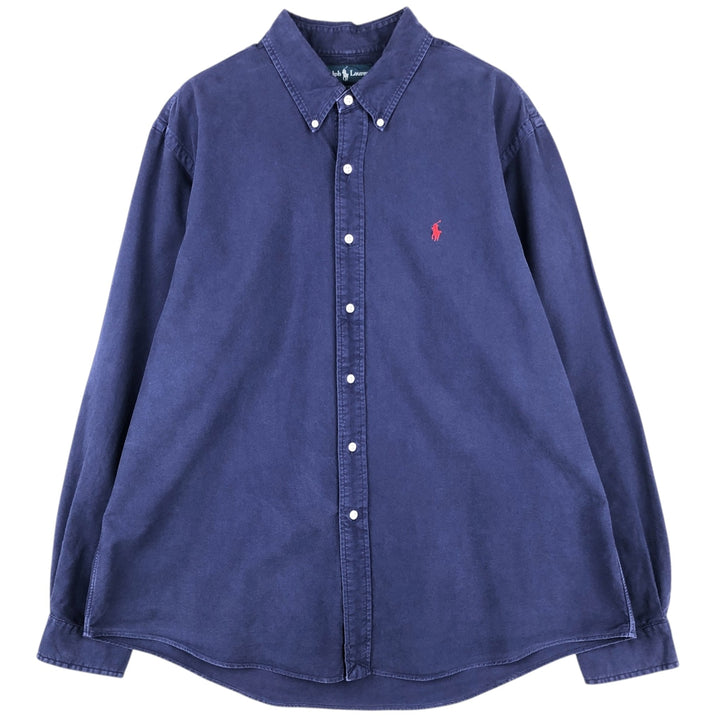 Ralph Lauren Custom Fit Long Sleeve Button Down Shirt Men's XXL cotton navy blue type Vintage Second Hand