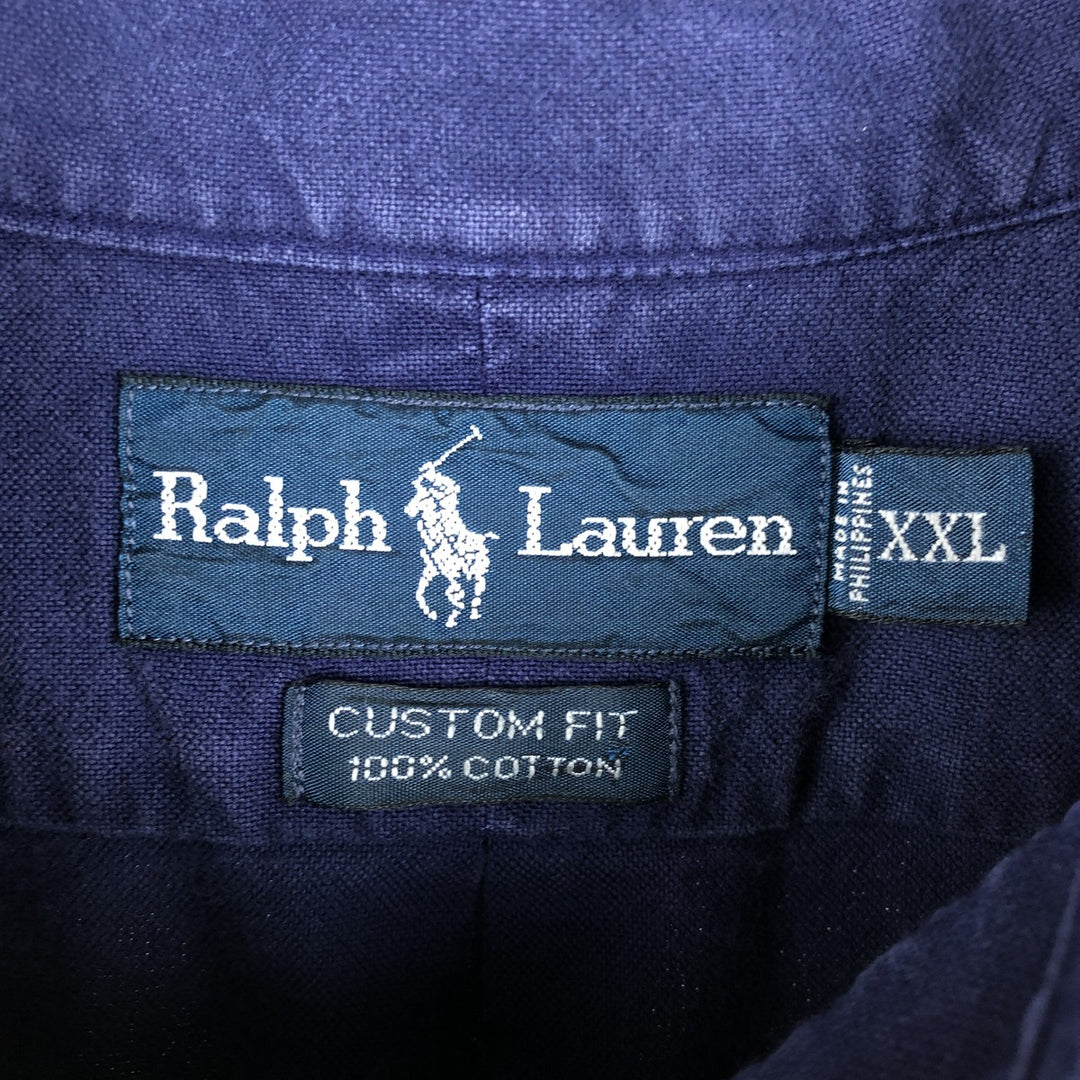 Ralph Lauren Custom Fit Long Sleeve Button Down Shirt Men's XXL cotton navy blue type Vintage Second Hand
