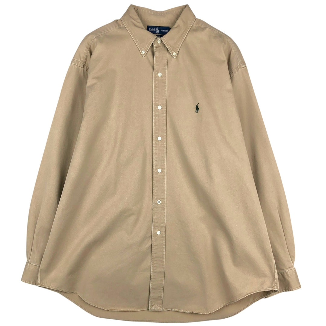 Ralph Lauren BLAKE long sleeve button down shirt, men's XL size cotton Beige type Vintage Second Hand