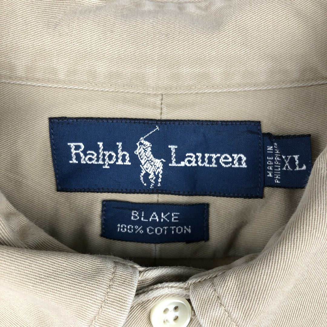 Ralph Lauren BLAKE long sleeve button down shirt, men's XL size cotton Beige type Vintage Second Hand