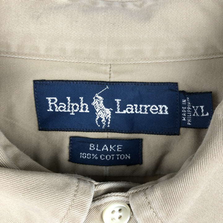 Ralph Lauren BLAKE long sleeve button down shirt, men's XL size cotton Beige type Vintage Second Hand