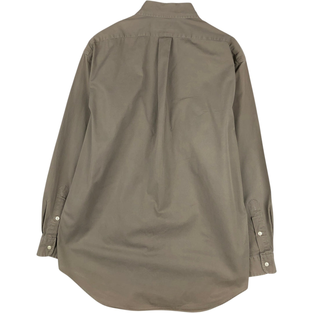 Ralph Lauren BLAKE long sleeve button down shirt, men's size M cotton beige type brown Vintage Second Hand