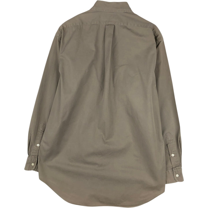 Ralph Lauren BLAKE long sleeve button down shirt, men's size M cotton beige type brown Vintage Second Hand