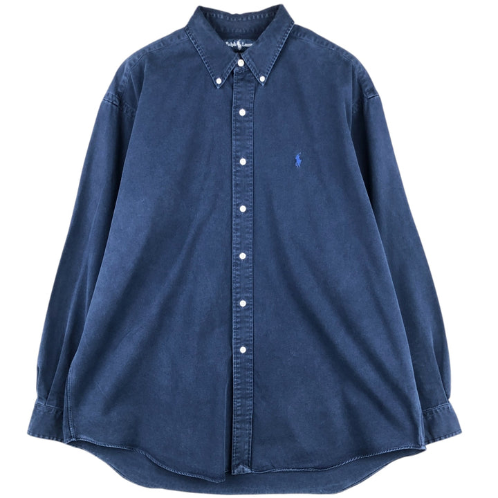 Ralph Lauren BLAKE long sleeve button down shirt, men's XL size cotton navy blue type Vintage Second Hand