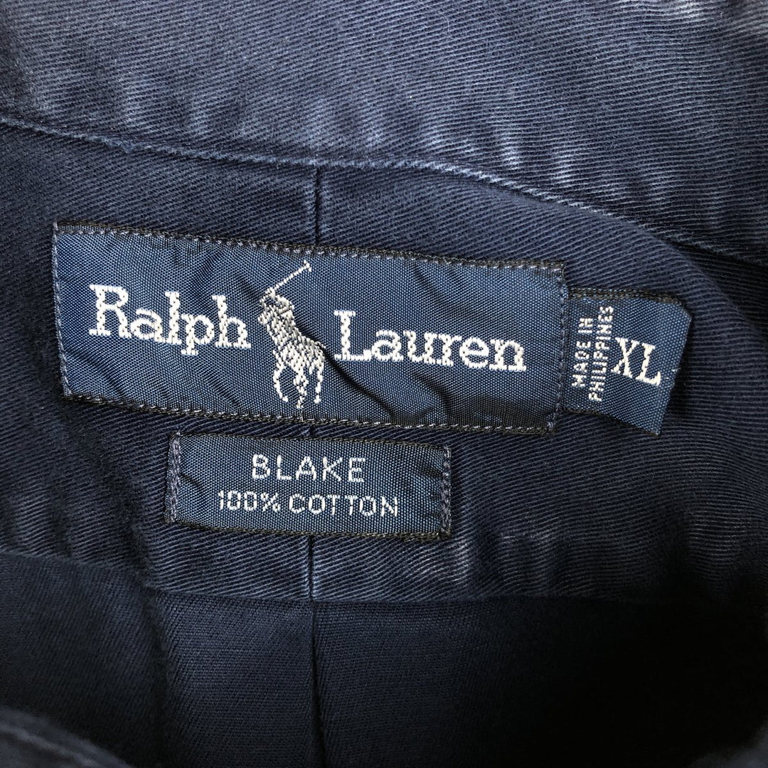 Ralph Lauren BLAKE long sleeve button down shirt, men's XL size cotton navy blue type Vintage Second Hand
