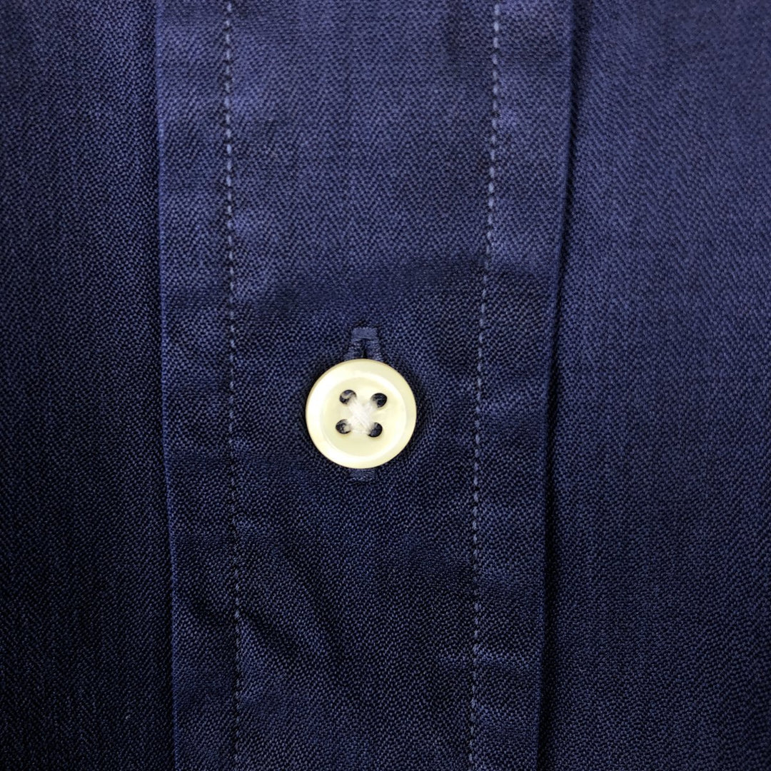Ralph Lauren BLAKE Silk Long-Sleeve Button-Down Shirt, Men's Size XXL (approx.) cotton navy blue type Vintage Second Hand