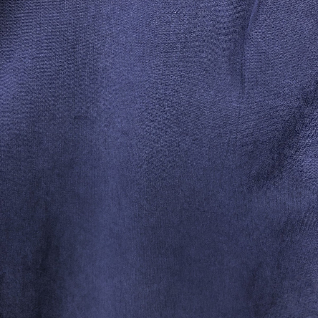 Ralph Lauren BLAKE Silk Long-Sleeve Button-Down Shirt, Men's Size XXL (approx.) cotton navy blue type Vintage Second Hand