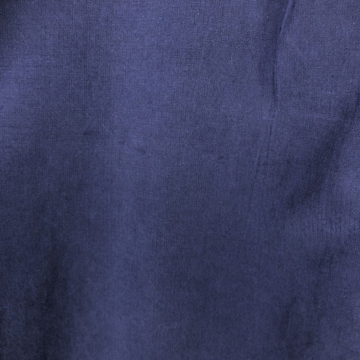 Ralph Lauren BLAKE Silk Long-Sleeve Button-Down Shirt, Men's Size XXL (approx.) cotton navy blue type Vintage Second Hand