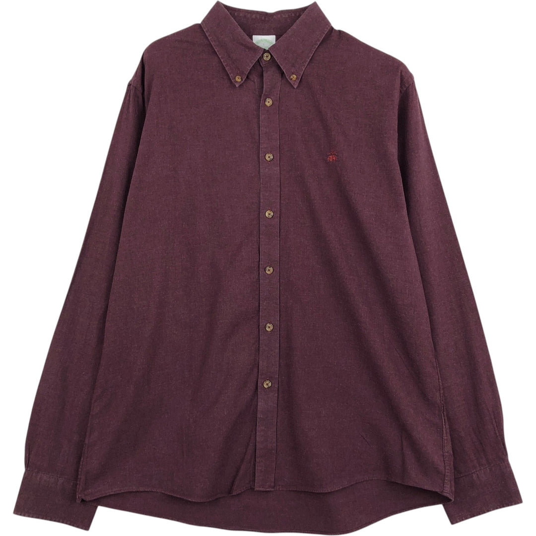 Brooks Brothers Est.1818 Milano Fit Long Sleeve Button Down Shirt, Men's Size L cotton wine-red Vintage Second Hand