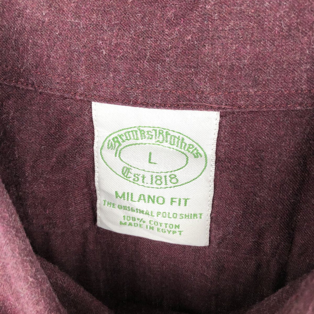 Brooks Brothers Est.1818 Milano Fit Long Sleeve Button Down Shirt, Men's Size L cotton wine-red Vintage Second Hand