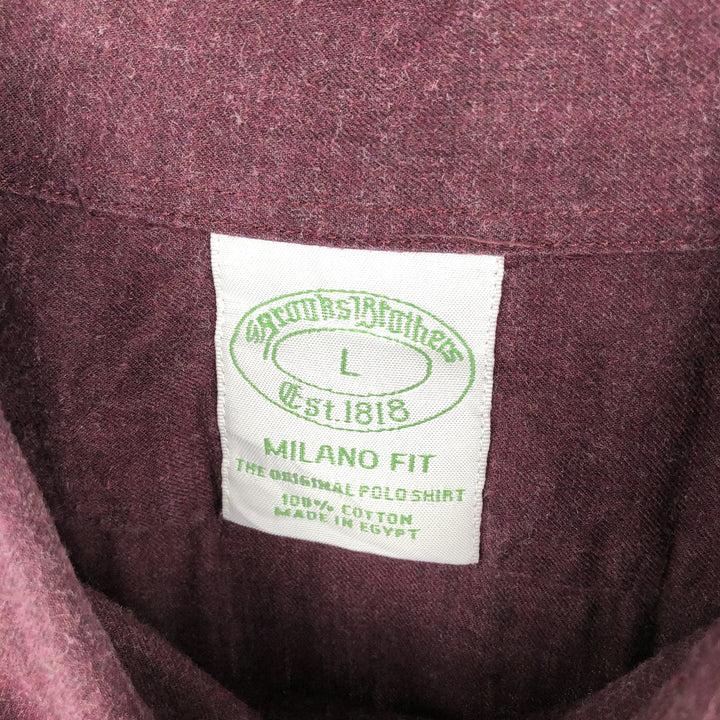 Brooks Brothers Est.1818 Milano Fit Long Sleeve Button Down Shirt, Men's Size L cotton wine-red Vintage Second Hand