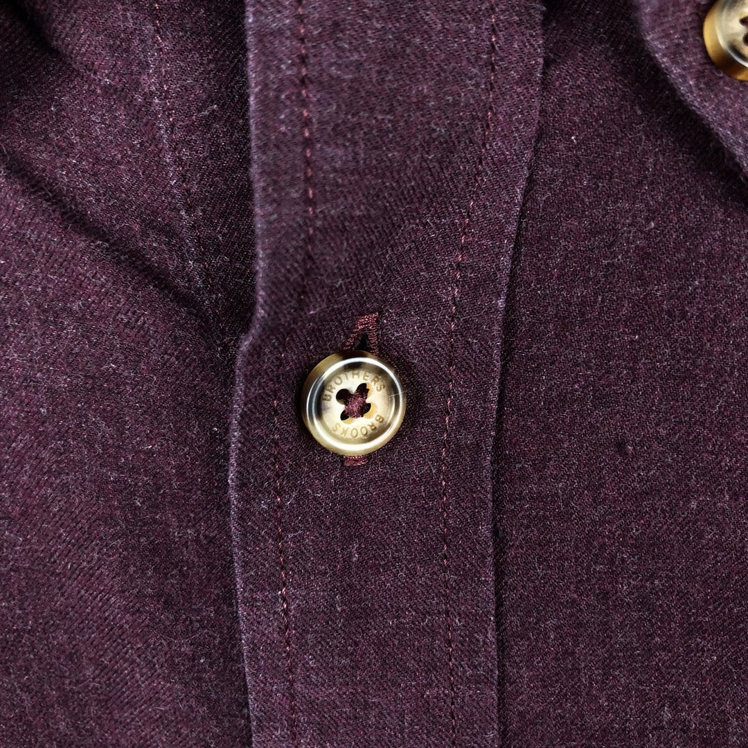 Brooks Brothers Est.1818 Milano Fit Long Sleeve Button Down Shirt, Men's Size L cotton wine-red Vintage Second Hand