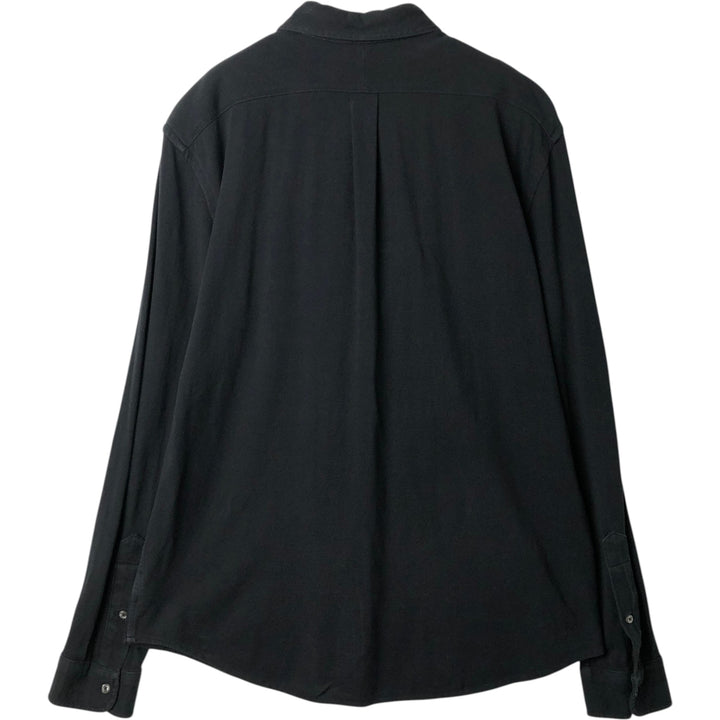 Ralph Lauren Knit Oxford pique long-sleeved button-down shirt, men's size L (approx.) cotton black type Vintage Second Hand