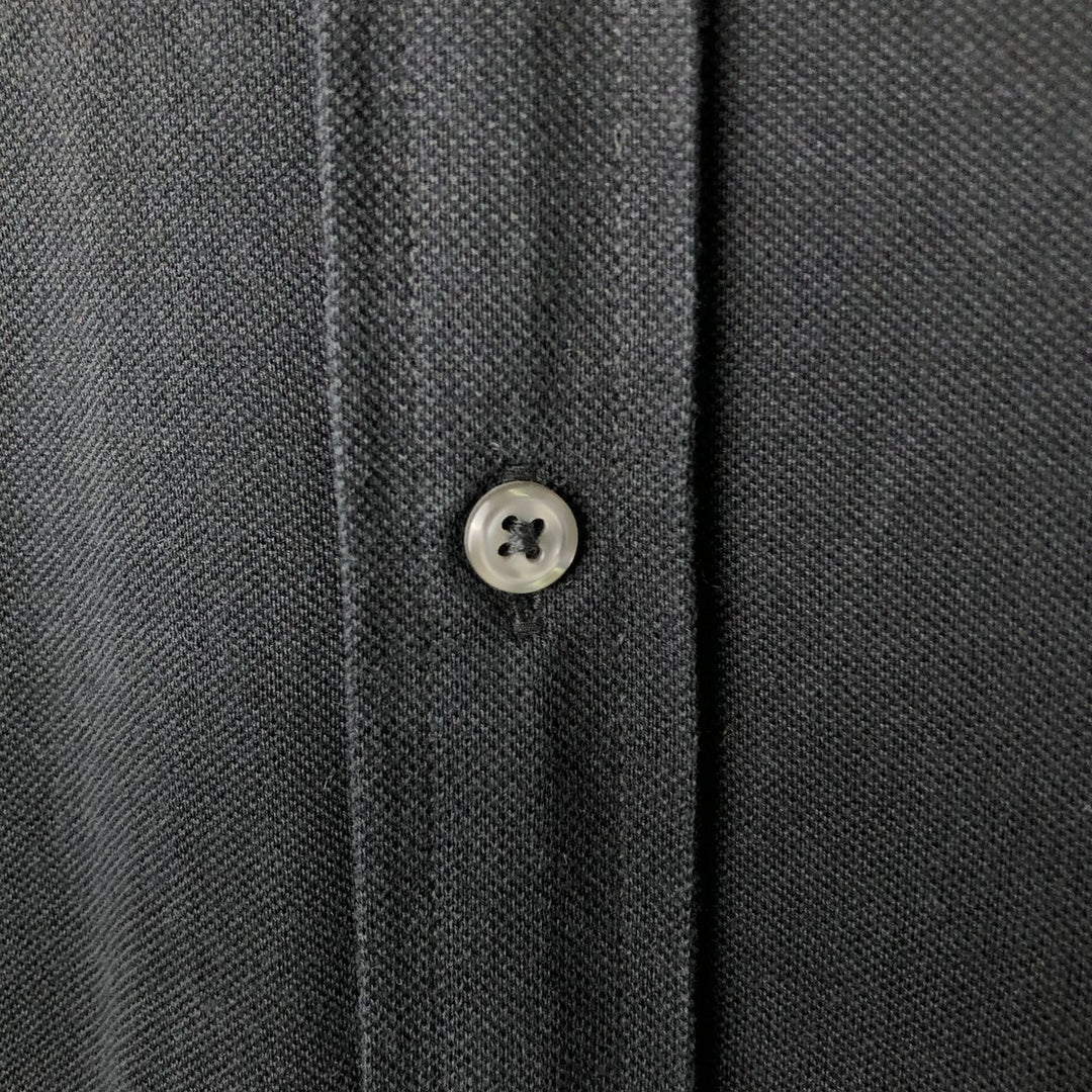 Ralph Lauren Knit Oxford pique long-sleeved button-down shirt, men's size L (approx.) cotton black type Vintage Second Hand