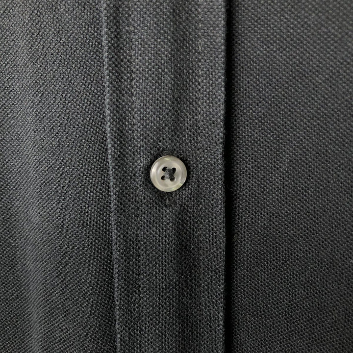 Ralph Lauren Knit Oxford pique long-sleeved button-down shirt, men's size L (approx.) cotton black type Vintage Second Hand