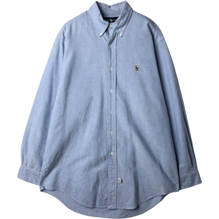Ralph Lauren long sleeve button down shirt, men's size L cotton Blue type light blue Vintage Second Hand