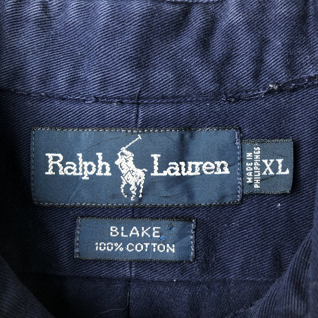 Ralph Lauren BLAKE long sleeve button down shirt, men's XL size cotton navy blue type Vintage Second Hand