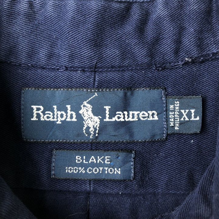 Ralph Lauren BLAKE long sleeve button down shirt, men's XL size cotton navy blue type Vintage Second Hand