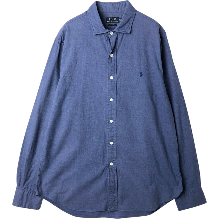 Ralph Lauren POLO RALPH LAUREN Slim Fit Long-Sleeve Cotton Shirt, Men's Size XL (approx.) cotton blue type Vintage Second Hand