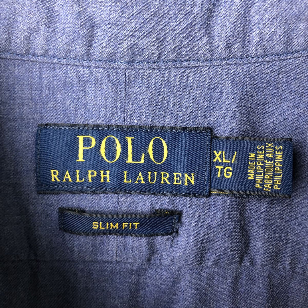 Ralph Lauren POLO RALPH LAUREN Slim Fit Long-Sleeve Cotton Shirt, Men's Size XL (approx.) cotton blue type Vintage Second Hand