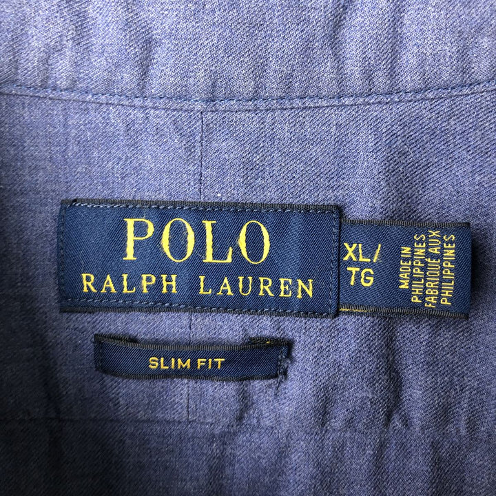 Ralph Lauren POLO RALPH LAUREN Slim Fit Long-Sleeve Cotton Shirt, Men's Size XL (approx.) cotton blue type Vintage Second Hand