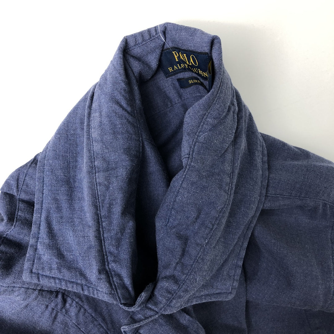 Ralph Lauren POLO RALPH LAUREN Slim Fit Long-Sleeve Cotton Shirt, Men's Size XL (approx.) cotton blue type Vintage Second Hand