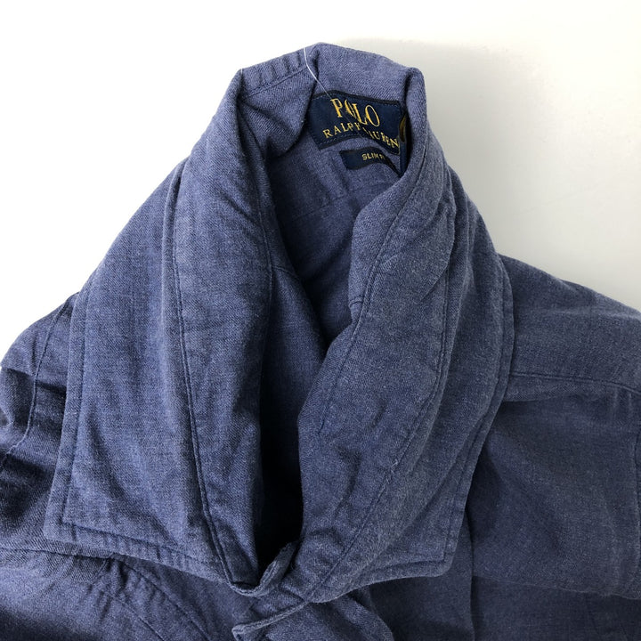 Ralph Lauren POLO RALPH LAUREN Slim Fit Long-Sleeve Cotton Shirt, Men's Size XL (approx.) cotton blue type Vintage Second Hand