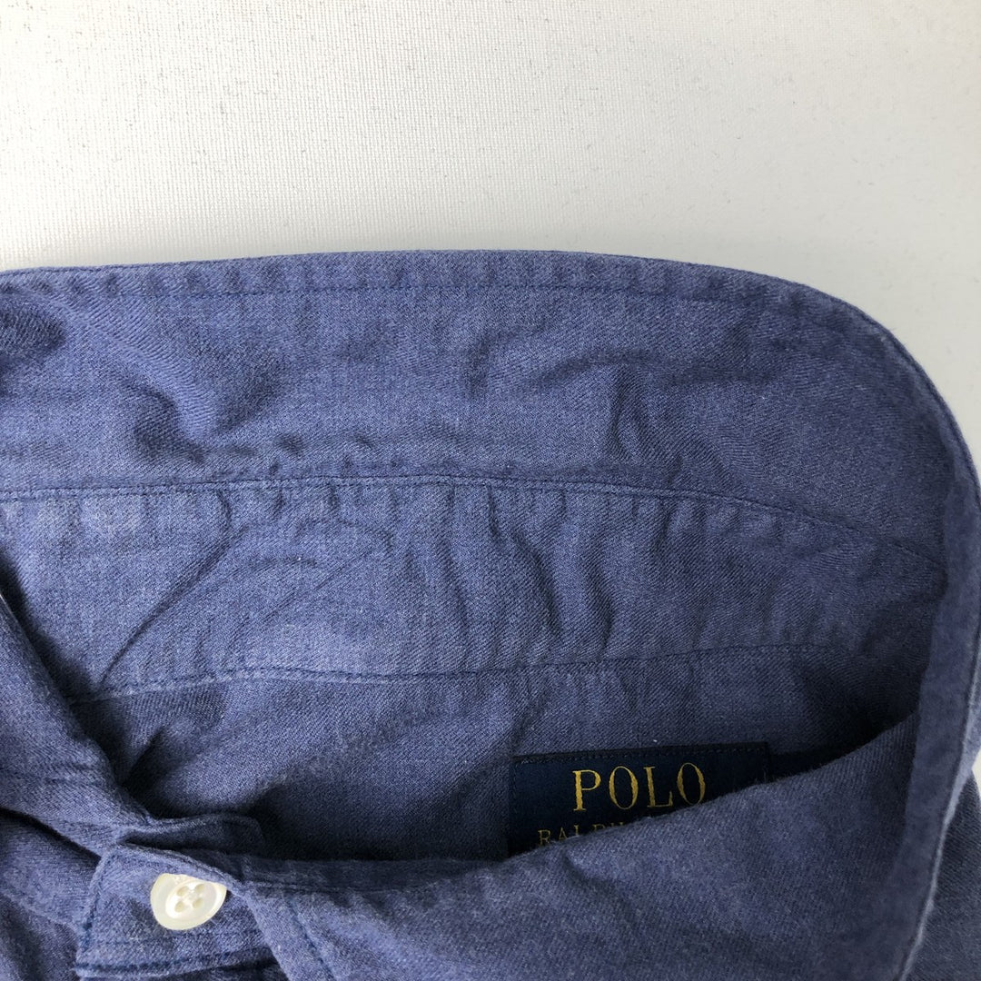Ralph Lauren POLO RALPH LAUREN Slim Fit Long-Sleeve Cotton Shirt, Men's Size XL (approx.) cotton blue type Vintage Second Hand