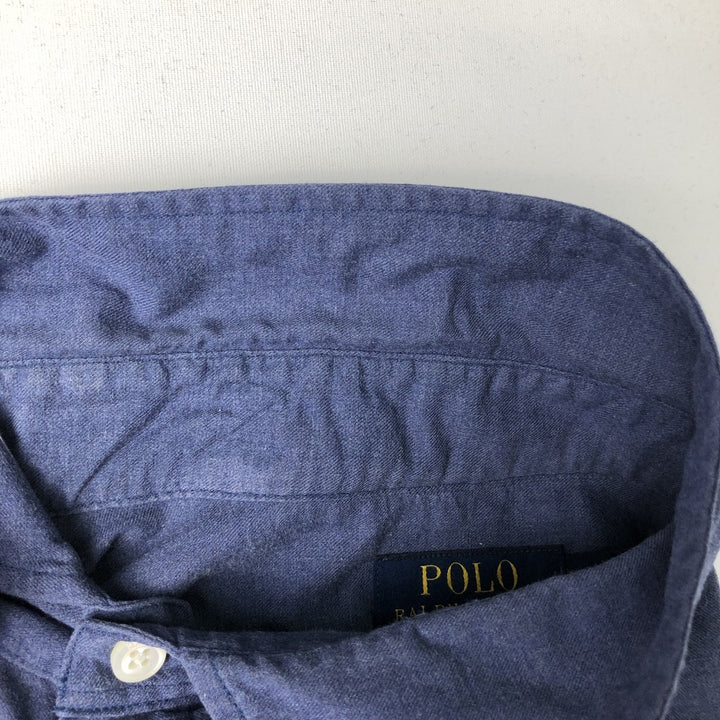 Ralph Lauren POLO RALPH LAUREN Slim Fit Long-Sleeve Cotton Shirt, Men's Size XL (approx.) cotton blue type Vintage Second Hand