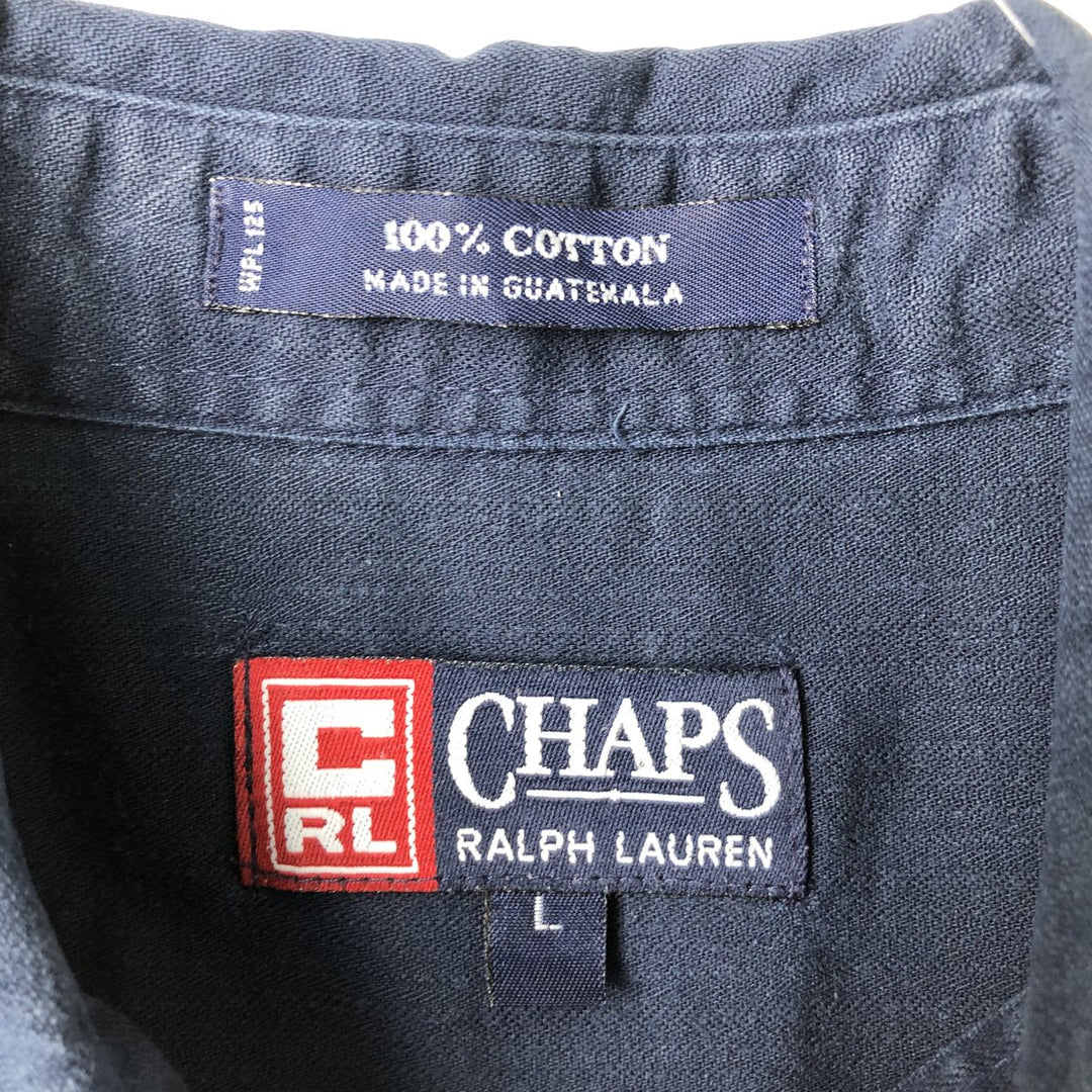 Ralph Lauren Chaps long-sleeved button-down shirt, men's size L cotton navy blue type Vintage Second Hand